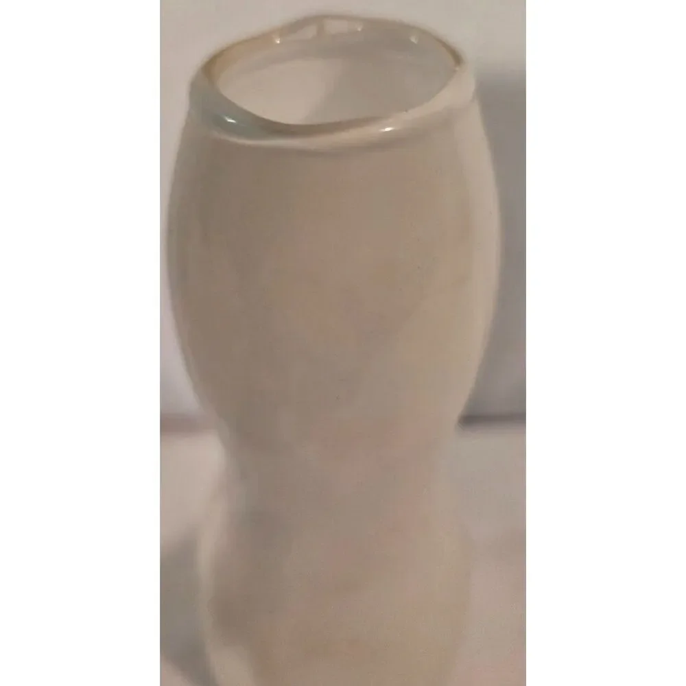 Vintage Hand Blown Polish Art Glass Vase White Satin Glass Bud Vase
